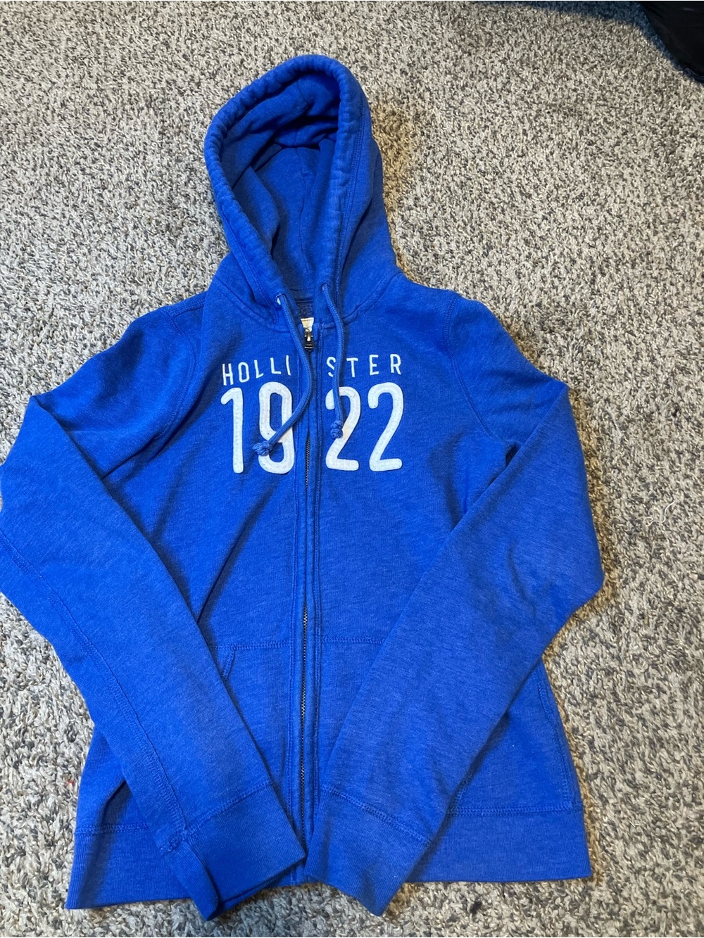 Hollister Unisex Royal Blue Full-Zip Hoodie with 1922 Graphic size Small